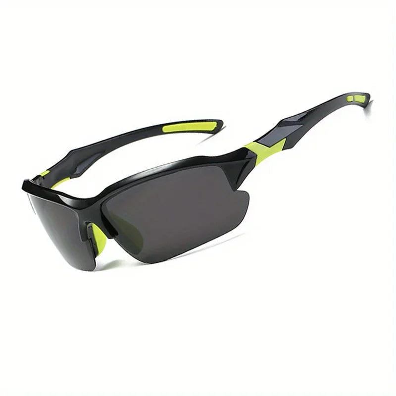 Black polarized sport sunglasses with neon yellow accents shown against a white background.