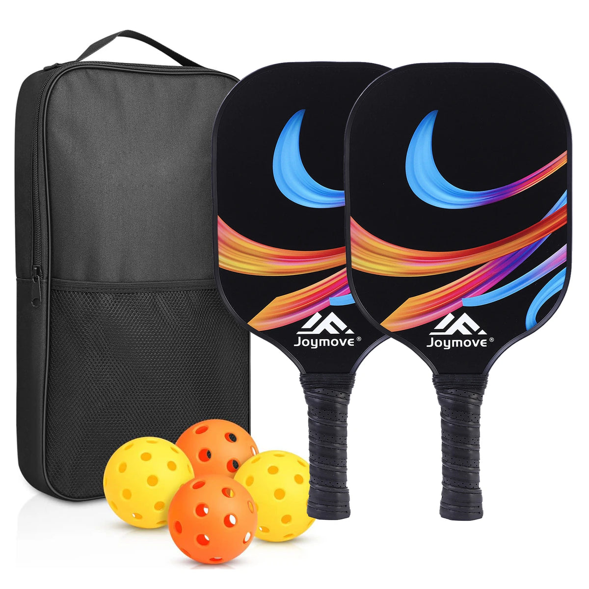 2-Piece Fiberglass Pickleball Paddle Set with 4 Balls for Beginners