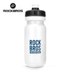White sports water bottle with a black cap and Rockbros branding