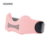 Correa ajustable rosa para la rodilla y articulaciones con agarre negro y acolchado gris.