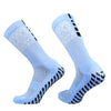 Light blue honeycomb grip football socks shown from the side.