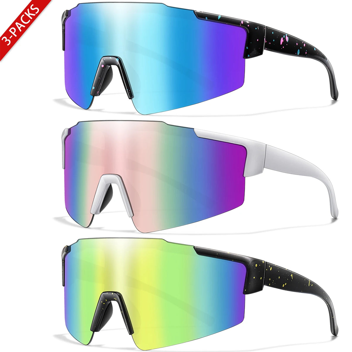UV400 Polarized Sports Sunglasses (3-Pack)