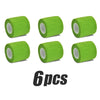 Six rolls of bright lime green elastic tattoo grip tape for finger and wrist protection.
