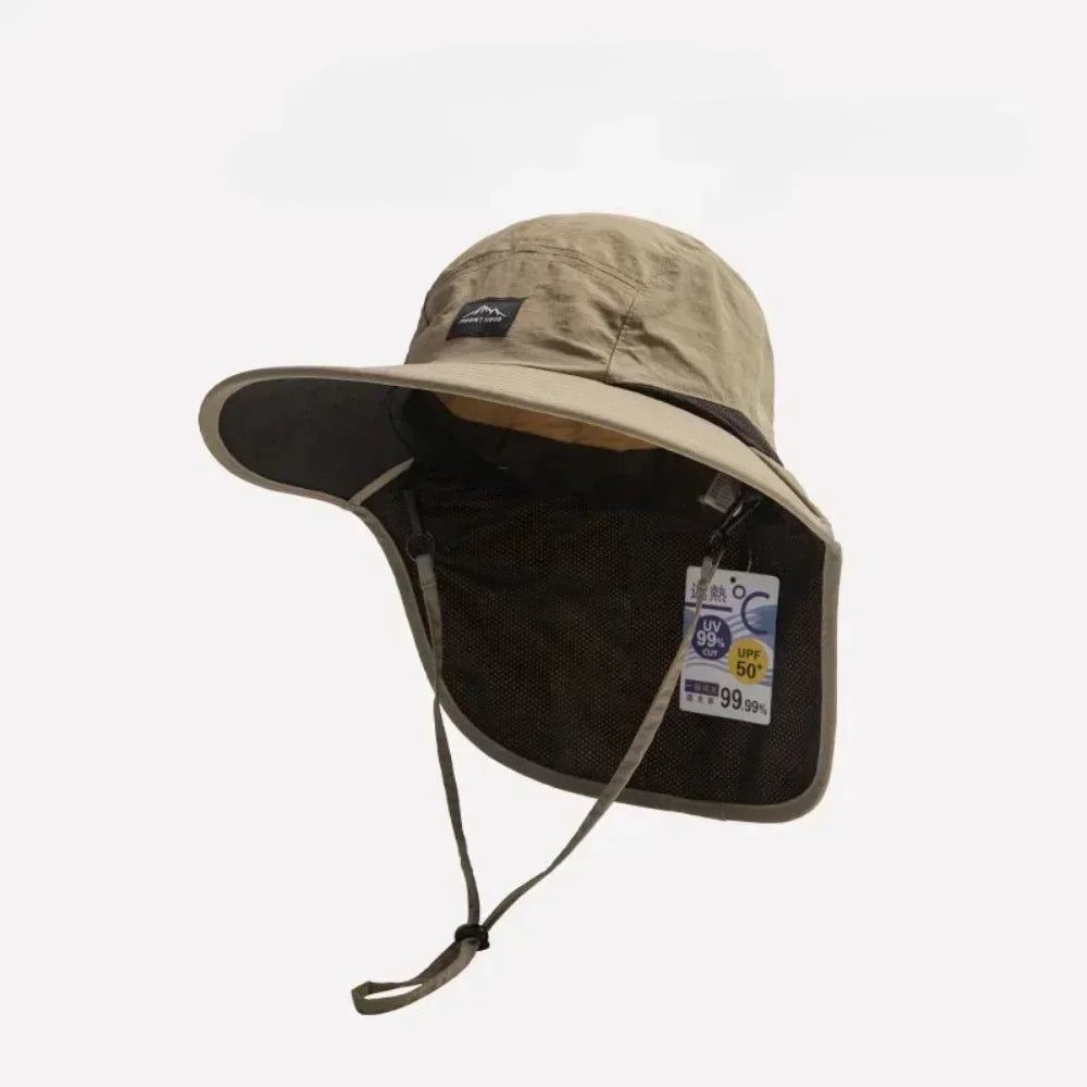 Wide Brim Sun Hat with Neck Flap for Outdoor Adventures