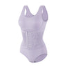 Light purple zippered shapewear bodysuit for waist slimming
