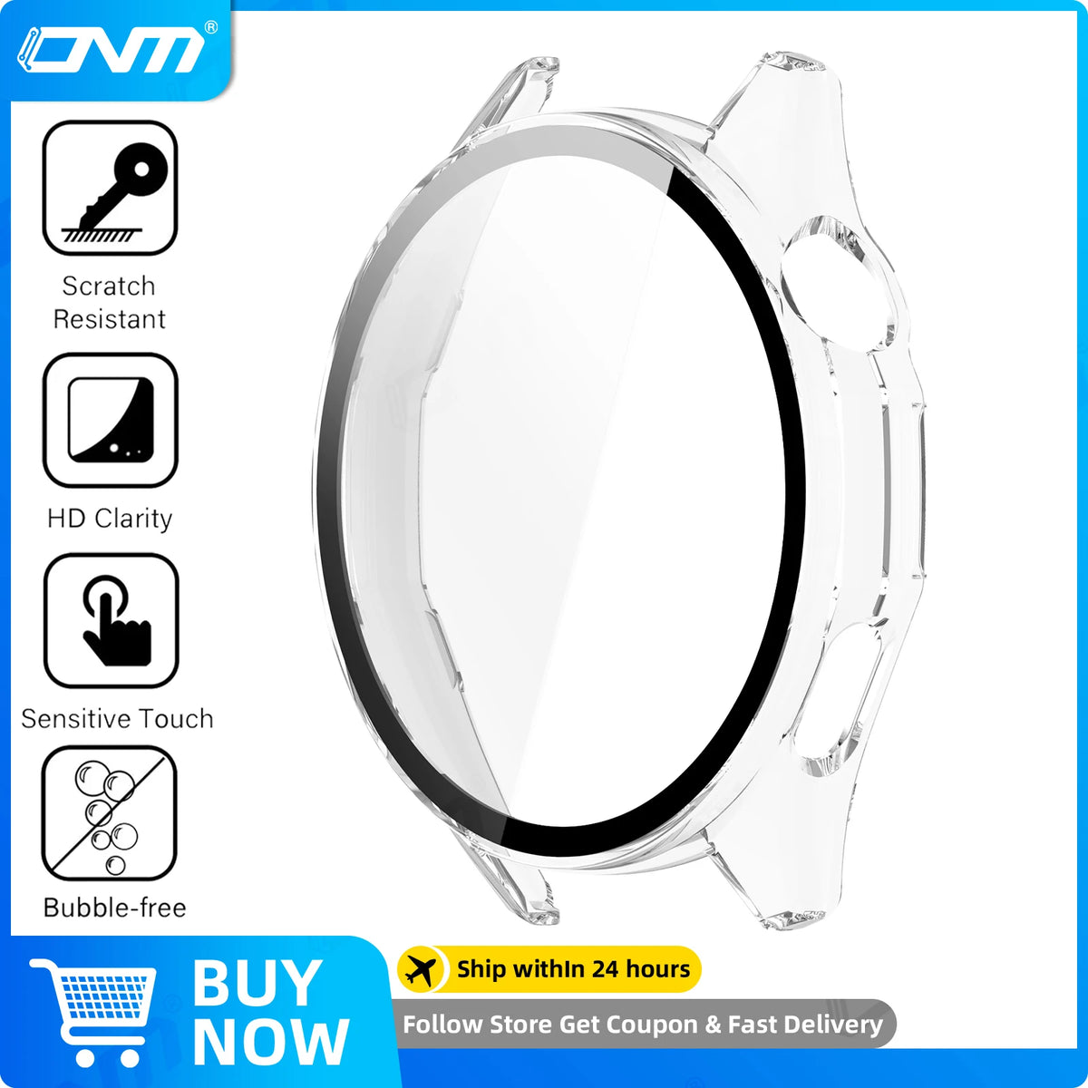 Clear tempered glass and hard PC case for a Huawei Watch GT 6 with scratch resistant and HD clarity features