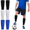 A man wearing blue sports attire is shown alongside compression socks for football and team activities.
