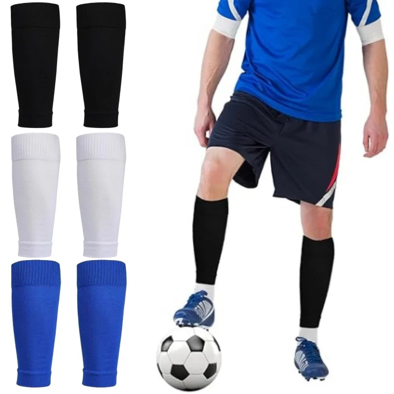 A man wearing blue sports attire is shown alongside compression socks for football and team activities.