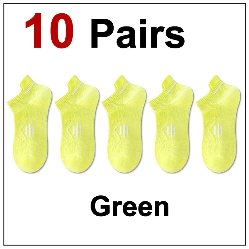 Ten pairs of bright yellow running socks.