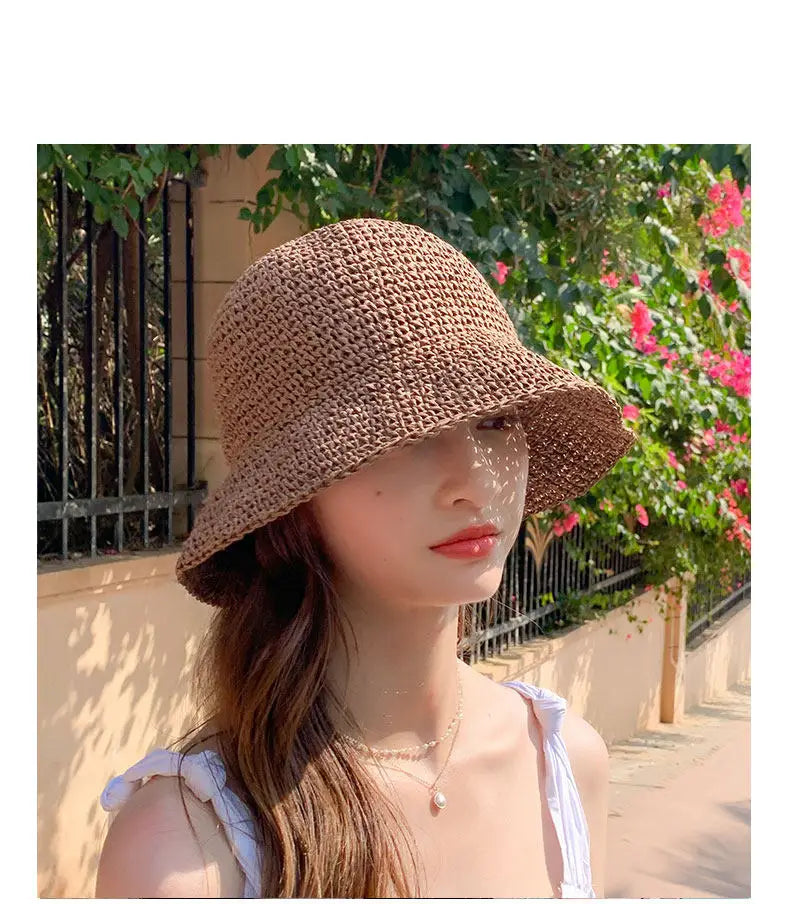 Handwoven Straw Sun Hat with Wide Brim