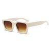 A pair of white retro square frame sunglasses with brown tinted lenses.