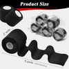 Rolls of black self-adhesive tattoo grip tape showing various sizes and a stretched strip.