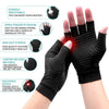 Black copper infused compression wrist support gloves designed for joint relief and normal activities.