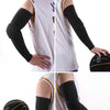 Black honeycomb elbow support sleeve worn on an arm during a model photoshoot.