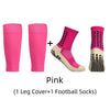 Pink anti-slip football socks and a matching leg cover set