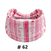 Pink and white striped boho cotton turban headbands for workout and yoga
