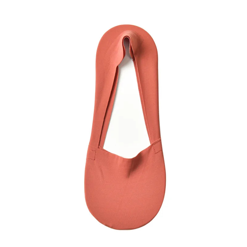 A single pair of coral silicone anti-slip summer socks shown against a white background.