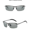 Gray gun-photochromic sunglasses shown in two views.