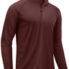 A maroon men's lightweight UV protection long sleeve shirt with a quarter-zip collar.