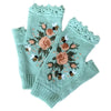 Embroidered Floral Bee Fingerless Gloves