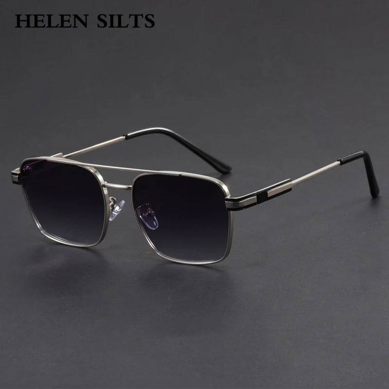 Square Metal Sunglasses with UV400 Protection