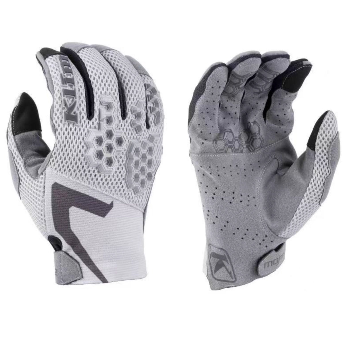 Gants de moto et MTB tactiques gris, vue de la paume.