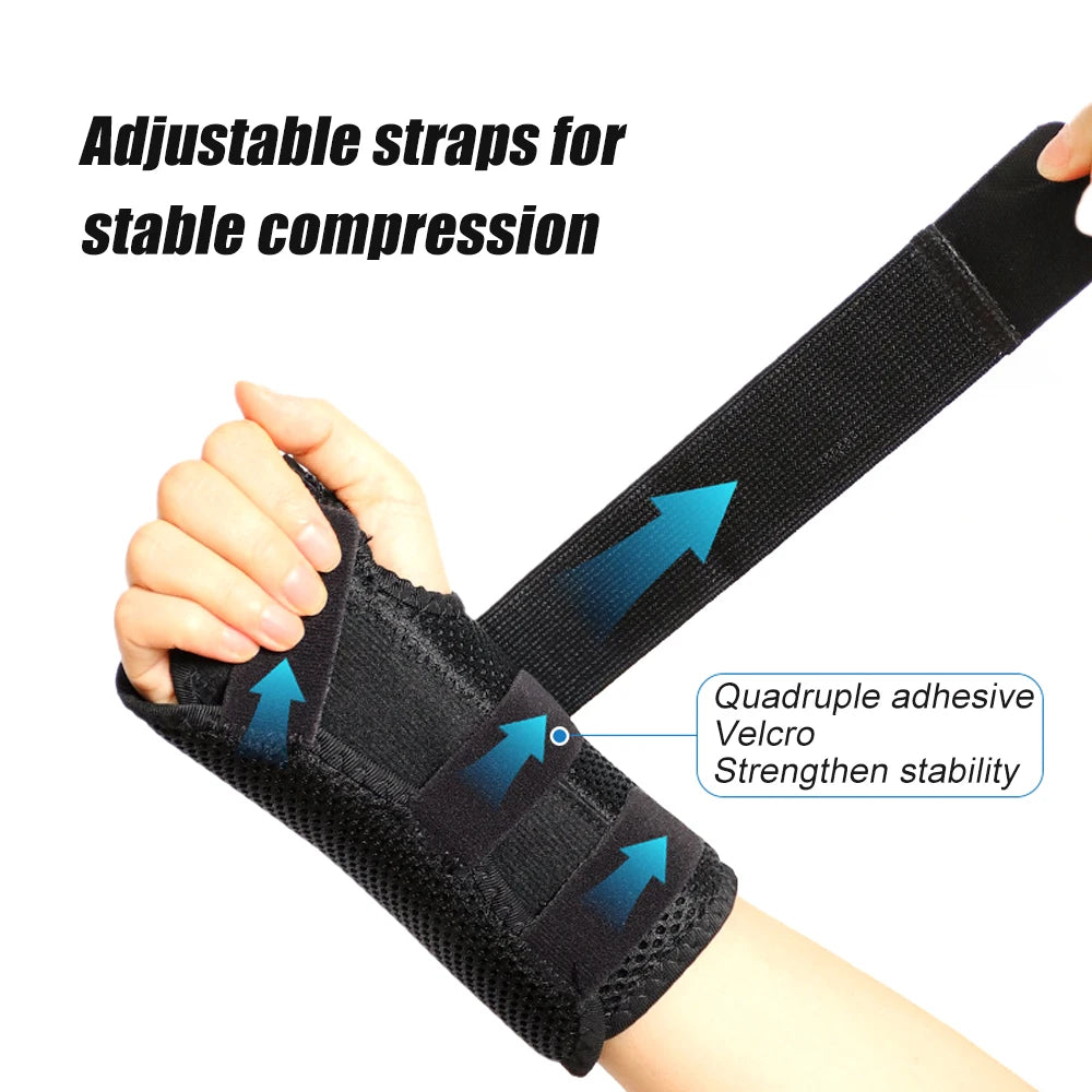 Adjustable black wrist support brace with velcro straps for stable compression