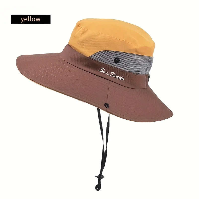 Women's Dual-Tone Sun Hat with Ponytail Hole