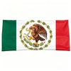 Un design de drapeau avec les couleurs du drapeau national mexicain et un emblème d'aigle sur fond blanc.