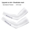 Mangas de seda de hielo blanca y malla transpirable para protección UV