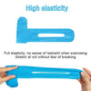 Blue kinesiology therapy tape for knee support shown being stretched by hands