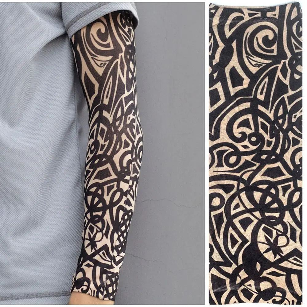 Cooling UV Protection Arm Sleeves with Tattoo Design