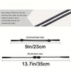 An adjustable eyeglass strap shown in unstretched and stretched sizes, highlighting a new design made from nylon.