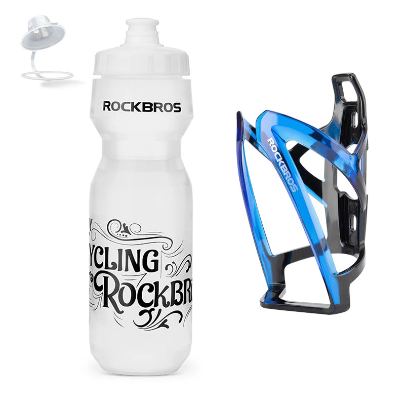 Bouteille d'eau cycliste blanche et durable avec un support noir