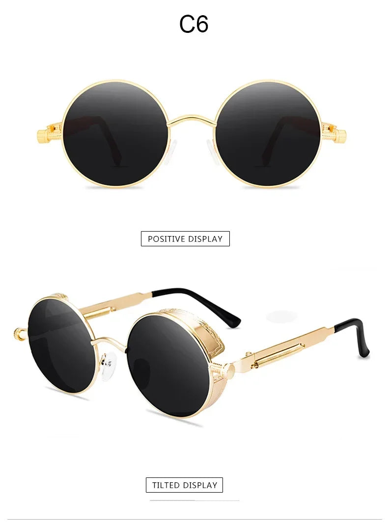 Classic Round Metal Frame Sunglasses with UV400 Protection