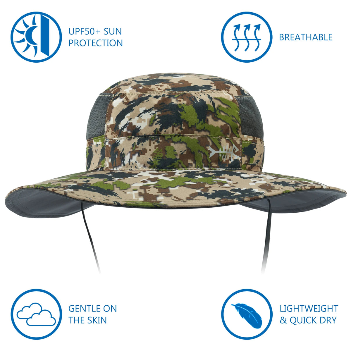 UPF 50+ Sun Protection Bucket Hat with Detachable Neck Flap