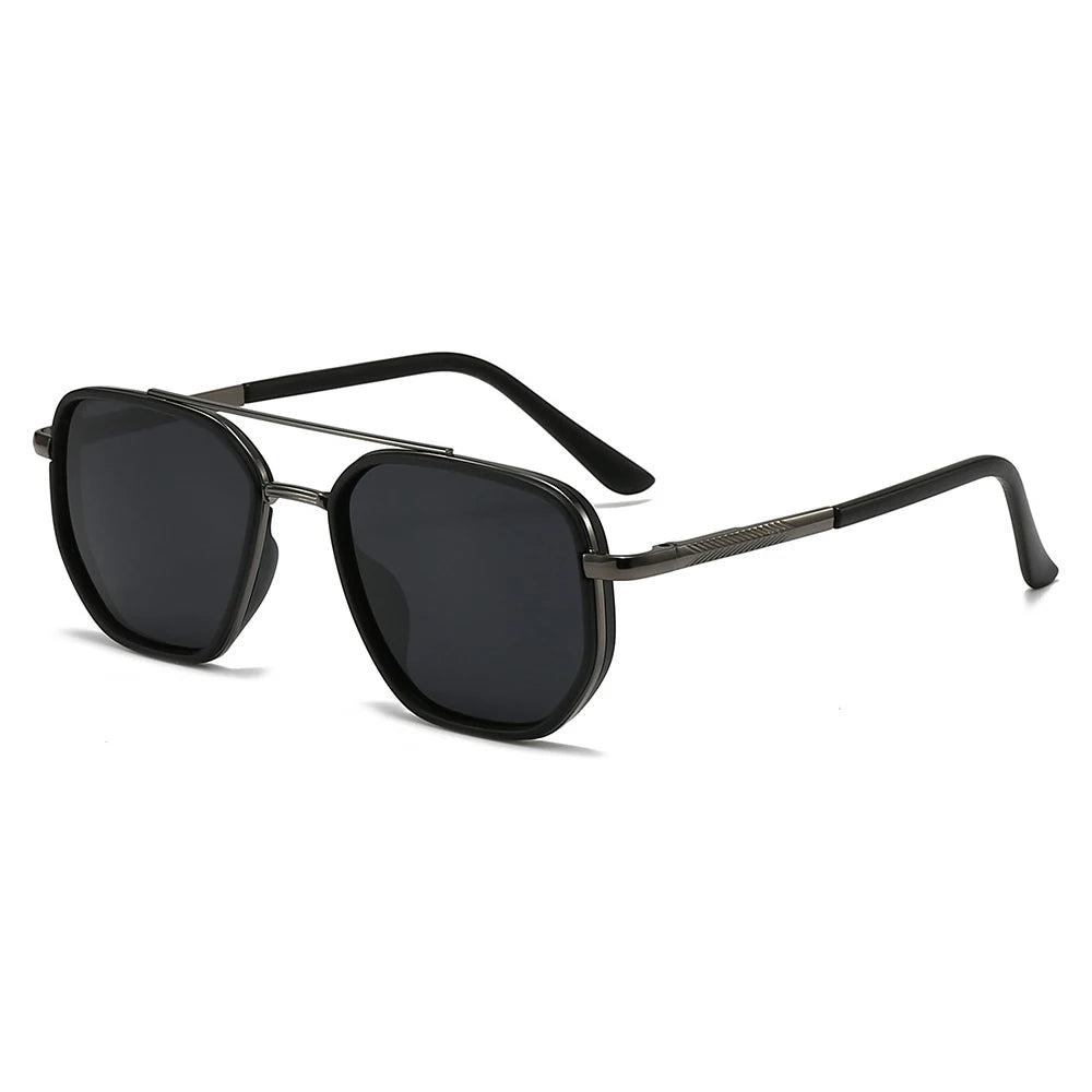 Classic pilot polarized sunglasses with black frames and dark lenses