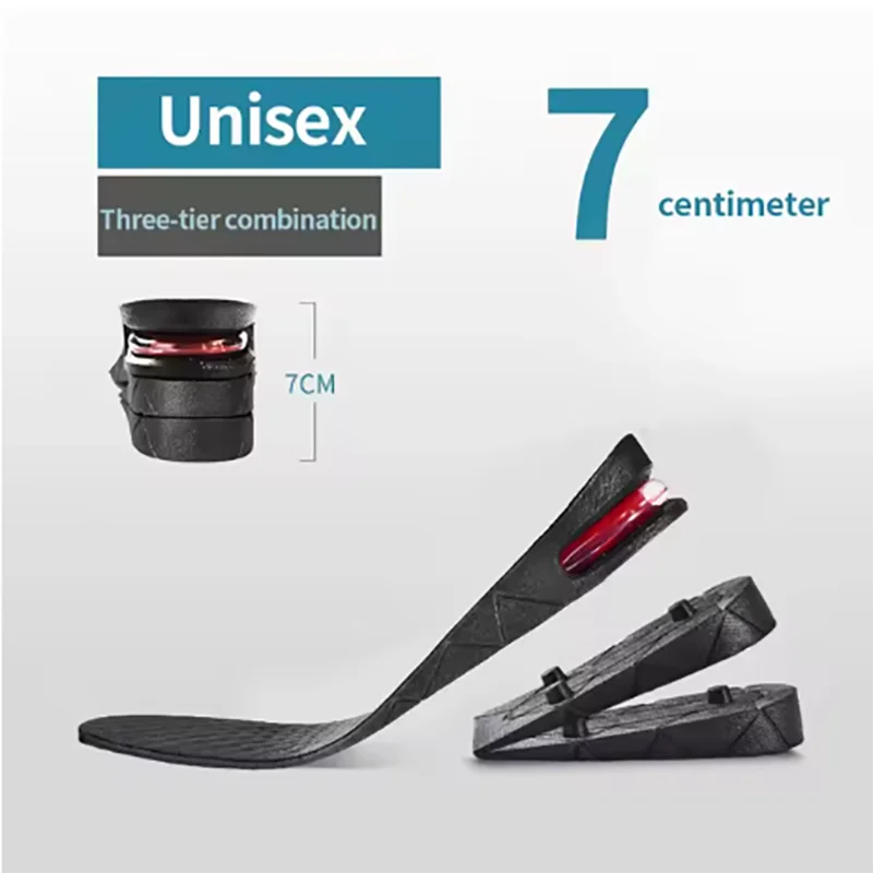 Semelles pour chaussures noires à trois niveaux, unisexes, mesurant 7 cm.