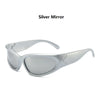 Silver mirror vintage rectangle aviator sunglasses with a light gray frame
