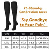Black compression socks for circulation and comfort available in sizes S/M, L/XL, and XXL.