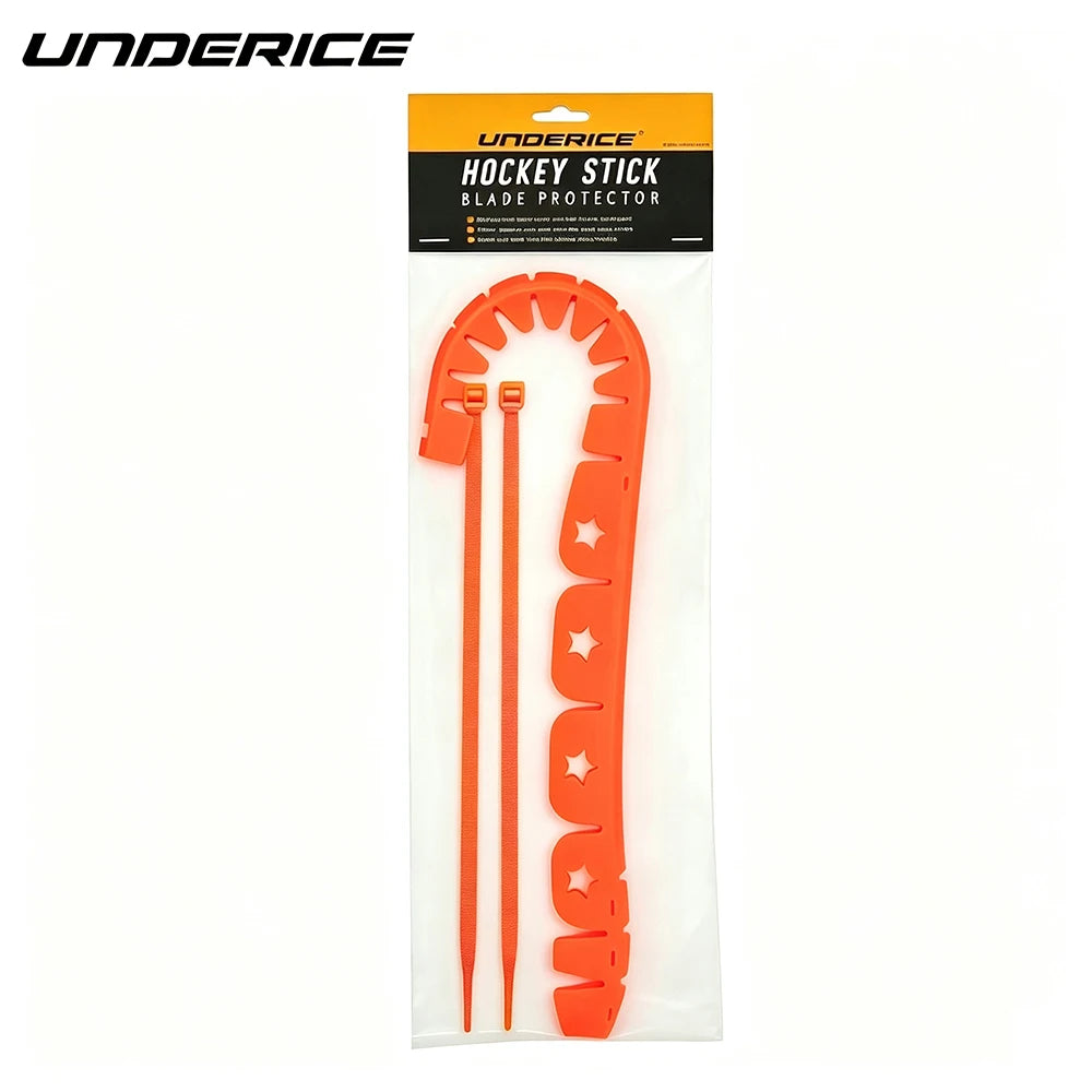 Manchon protecteur de lame de bâton de hockey orange avec une housse de protection pour bâton à glace.