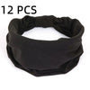Twelve black non-slip elastic headbands for fitness and hair