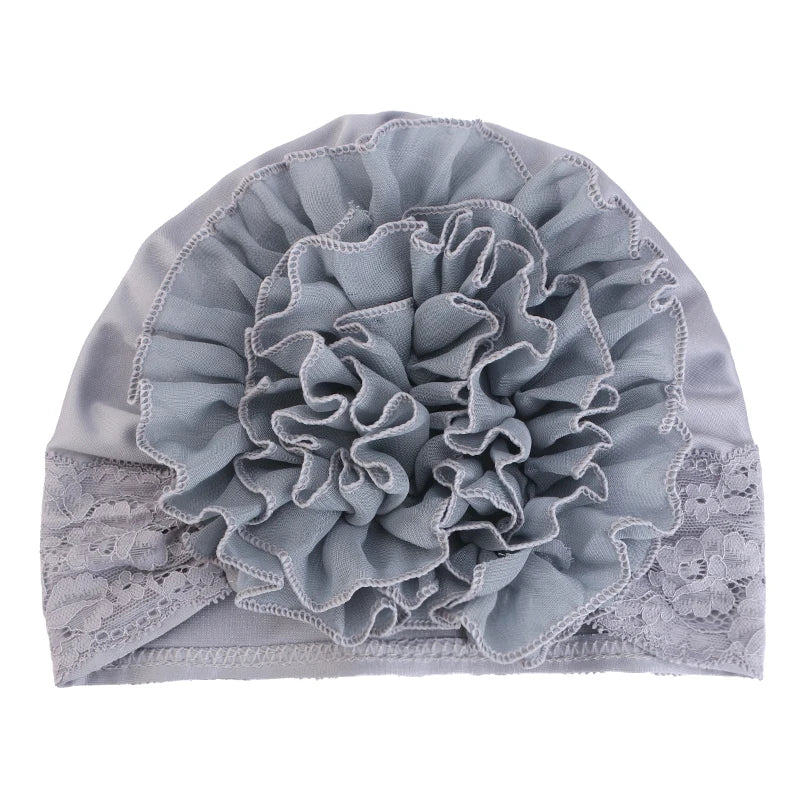 Elegant Lace Chiffon Floral Cap for Women