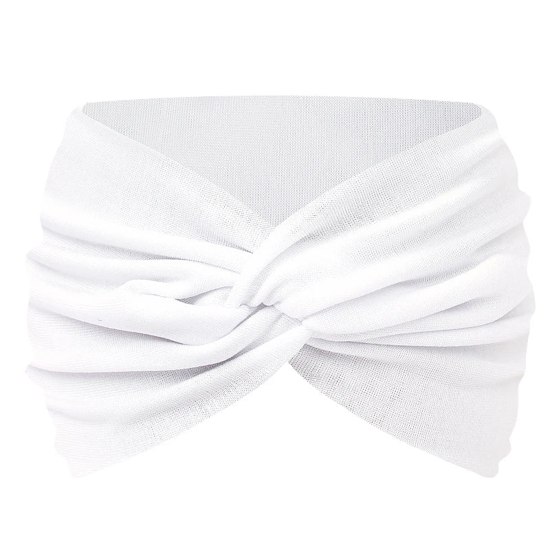 White twisted criss cross elastic headband for yoga and sports