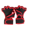 Pair of black and red adjustable workout wrist wraps for strength training