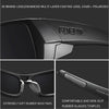 Black polarized sports sunglasses with a 3D brand logo and soft rubber nose pads
