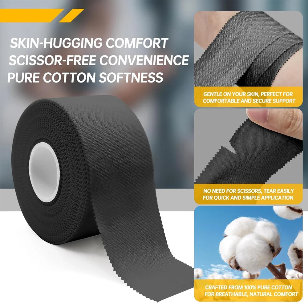 Roll of dark gray pure cotton support tape for skin-hugging comfort and secure application