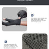 Nahaufnahme eines grauen Kompressions-Handgelenk-Stützhandschuh, der die Stoffstruktur und Designdetails zeigt.