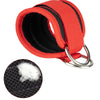 A bright orange neoprene ankle strap with black trim and a small piece of white foam visible.