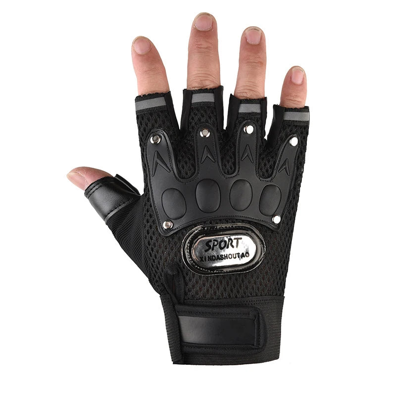 Schwarze taktische Fahrradhandschuhe mit gepolsterten Fingern und Handgelenk 보호
